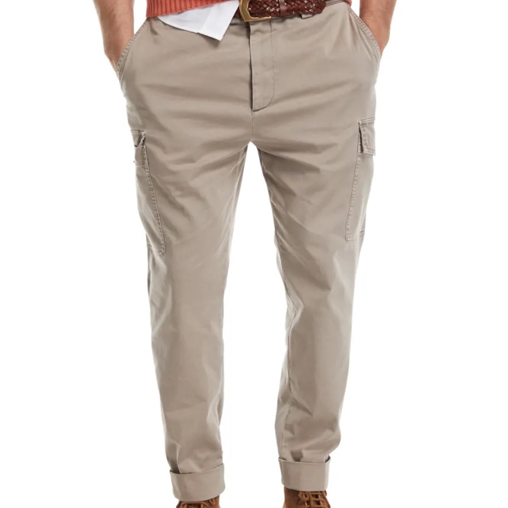 Brunello Cucinelli Creme Slim Cargo Pants